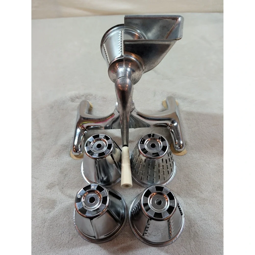 Vintage Magic Hostess Rotary Grater Meat Grinder 4‎ Drum Complete Set